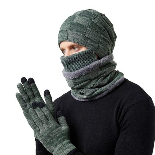 occidental style Autumn and Winter lovers style velvet warm hat gloves four