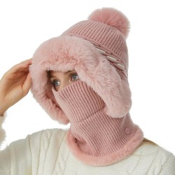 occidental style hat one-piece blue patchwork pattern knitting velvet warm hat
