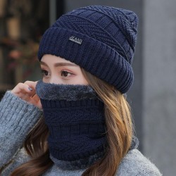 ( one size)( Navy blue)hat woman warm autumn Winter lady all-Purpose woolen ve..