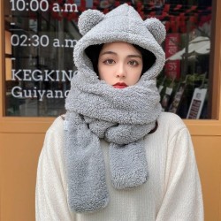 Autumn and Winter style samll hat gloves three velvet Double layer thick more ..