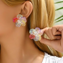 fashion concise flowers temperament woman ear stud
