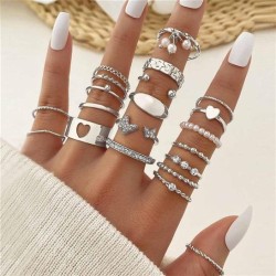  diamond butterfly love opening more ring set Pearl pendant geometry ring