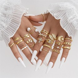  brief retro cross Moon leaves ring gold geometry ring