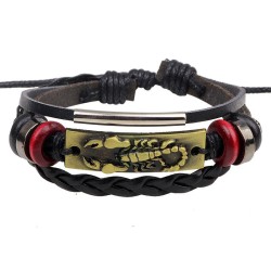 occidental style wind Metal bracelet Cowhide rope weave bracelet leather brace..