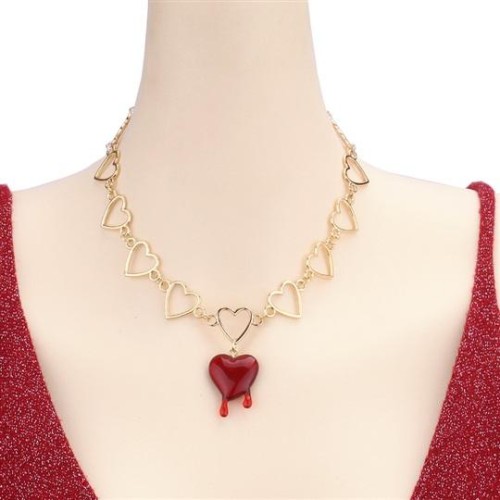 occidental style creative brief hollow love necklace  personality Peach heart chain wind cl