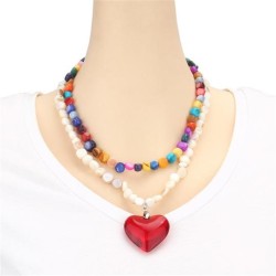 Bohemia color natural Shells beads  all-Purpose Peach heart pendant trend nec