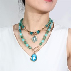 occidental style fashion  brief eyes pendant women necklace multilayer clavicl..