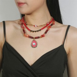occidental style multilayer necklace exaggerating retro eyes clavicle chain ne..