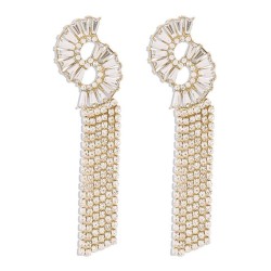 E sector fully-jewelled tassel long style earrings  occidental style brief ret..