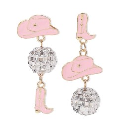 E occidental style fashion Cowboy wind earrings  creative asymmetry enamel pel..