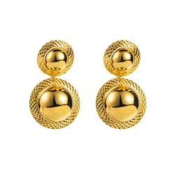 E bronze geometry Double earrings personality brief fashion temperament surfac..