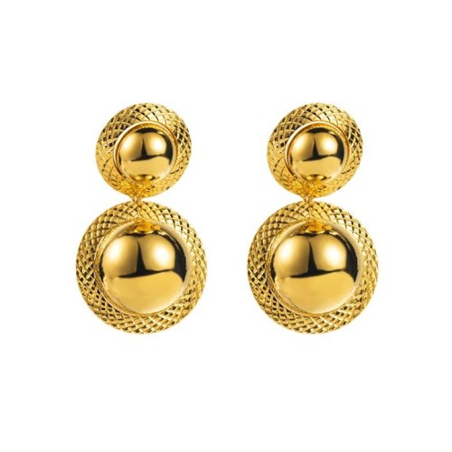 E bronze geometry Double earrings personality brief fashion temperament surface earring