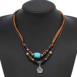 occidental style  Bohemian style turquoise necklace  retro charm flowers penda..