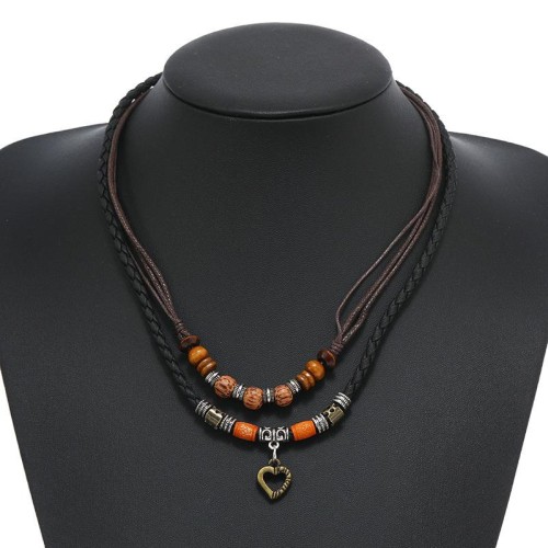 occidental style retro multilayer weave pendant necklace  personality long necklace sweater chain