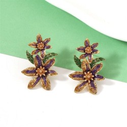  color flowers temperament fashion all-Purpose Earring woman