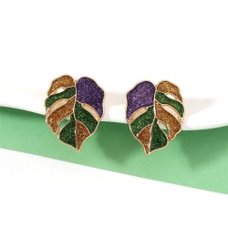  color leaves temperament fashion all-Purpose Earring woman