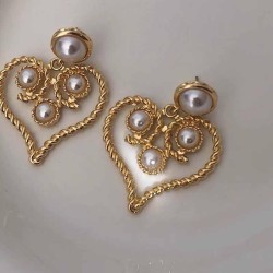 love ear stud exaggerating high gold earrings samll Pearl Earring