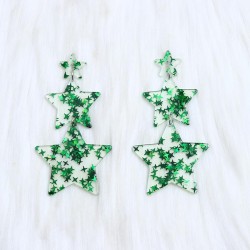  color star earrings ear stud occidental style wind transparent three Five-poi..