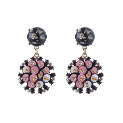 occidental style retro Round flowers earrings woman Alloy diamond personality ..
