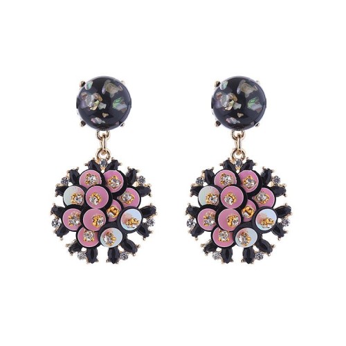 occidental style retro Round flowers earrings woman Alloy diamond personality ear stud temperament fashion Earr