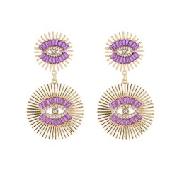  Bohemia silver earrings Alloy diamond Double layer eyes exaggerating temperam..
