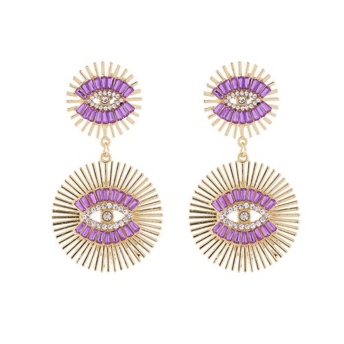  Bohemia silver earrings Alloy diamond Double layer eyes exaggerating temperament Earring