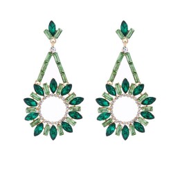occidental style fashion trend colorful diamond exaggerating earrings Round fl..