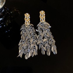  gold zircon long style tassel earrings Metal wind earring samll fashion tren