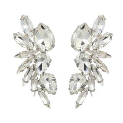 super claw chain glass diamond flowers ear stud occidental style exaggerating ..