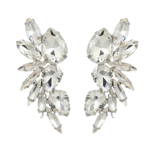 super claw chain glass diamond flowers ear stud occidental style exaggerating Earring woman bride