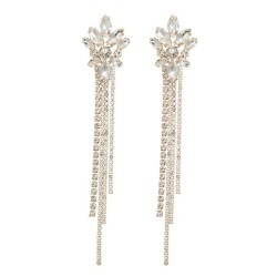 bronze earrings super claw chain fully-jewelled flowers long style tassel earr..