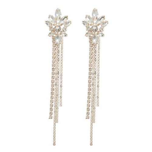 bronze earrings super claw chain fully-jewelled flowers long style tassel earrings bride occidental style stylee