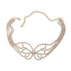 exaggerating occidental style necklace Rhinestone butterfly pendant woman tren..