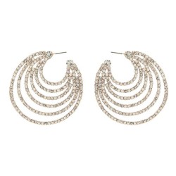 super claw chain multilayer Round ear stud occidental style earrings lady Rhin..