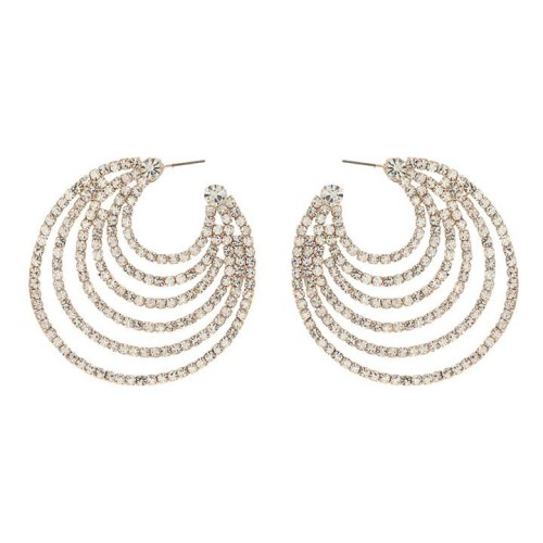super claw chain multilayer Round ear stud occidental style earrings lady Rhinestone fully-jewelled brideearrings