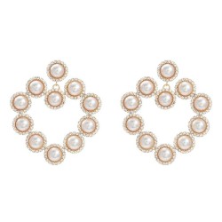 super claw chain heart-shaped earring Alloy diamond embed Pearl earrings woman..