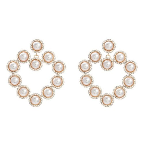 super claw chain heart-shaped earring Alloy diamond embed Pearl earrings woman occidental style style