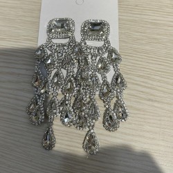 occidental style exaggerating flash diamond drop tassel earrings personality t..