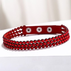 occidental style row leather long style fully-jewelled bracelet Korea velvet  ..
