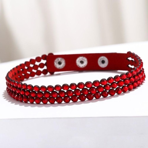 occidental style row leather long style fully-jewelled bracelet Korea velvet  diamond bracelet woman necklace