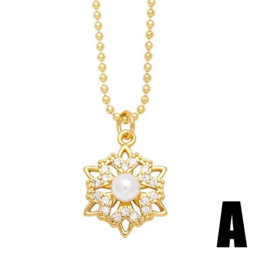  flowers Pearl necklace samll embed zircon love clavicle chain womannkb