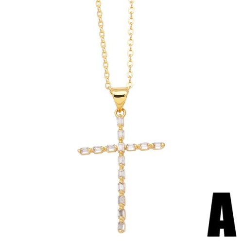  cross necklace woman samll personality embed zircon angel pendant clavicle chainnkb