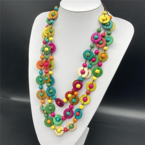  three layer beads necklace  Bohemian style sweater chain necklace