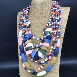   multilayer color long necklace  ethnic style collocationnecklace