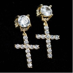 zircon cross earrings  occidental style exaggerating personality fashion crys..