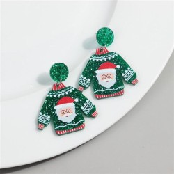 new christmas wind cartoon lovely wind christmas sweater Santa Claus deer day gift earrings Earring