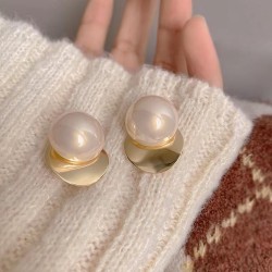  surface big Pearl ear stud fashion brief high all-Purpose earrings Winter Ear..
