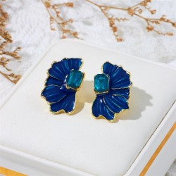 occidental style retro wind butterfly petal enamel earrings samll high Earring..