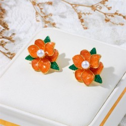 sweet small fresh temperament flower earrings candy colors retro wind Earring ..