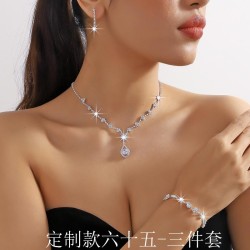 occidental style fashion Rhinestone pendant necklace earrings bracelet set  fu..
